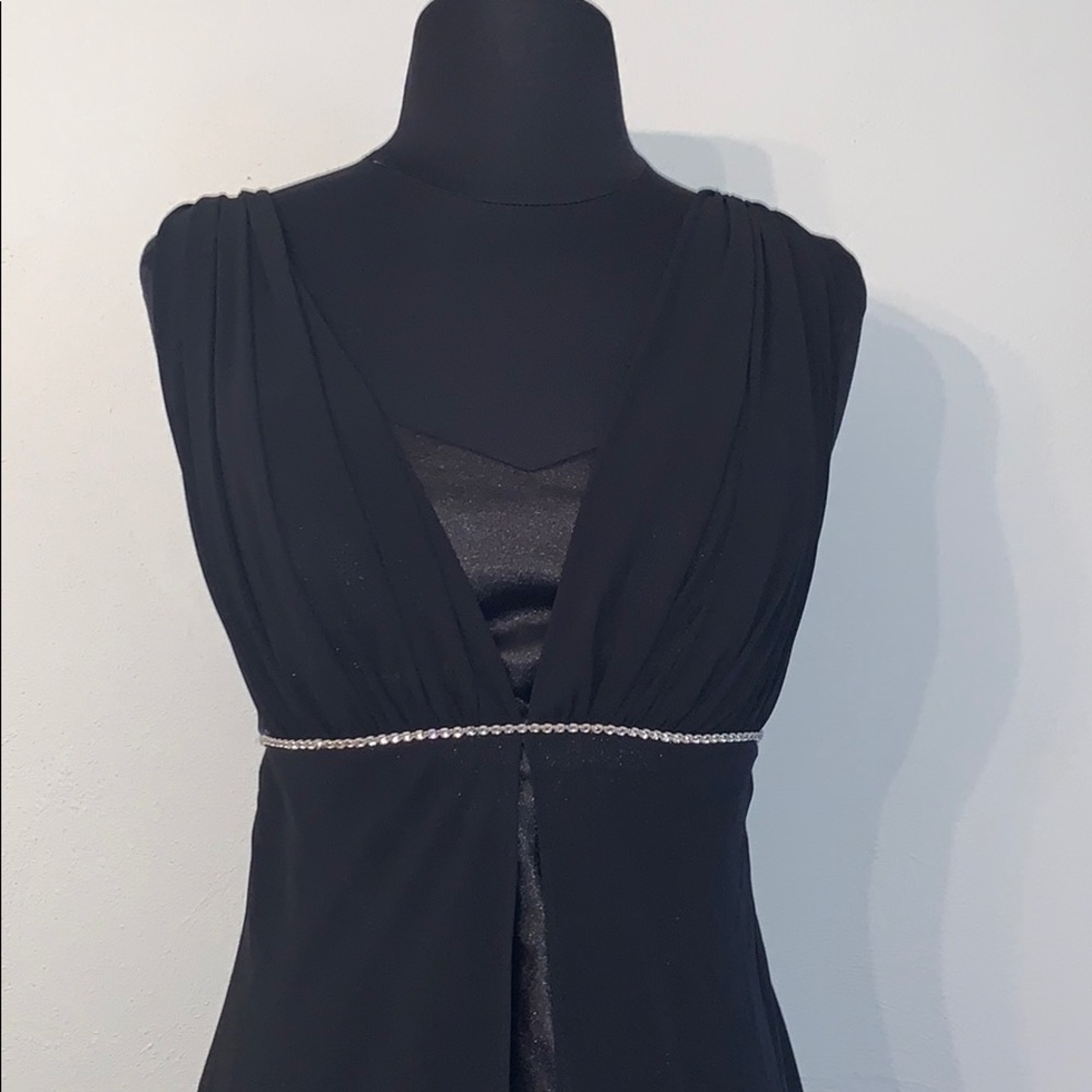 Vintage Eureka Gown - black satin/chiffon sz small